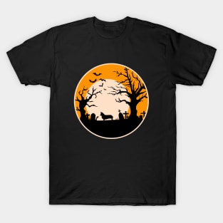 Halloween Corgi Silhouette - Zombie Hand T-Shirt